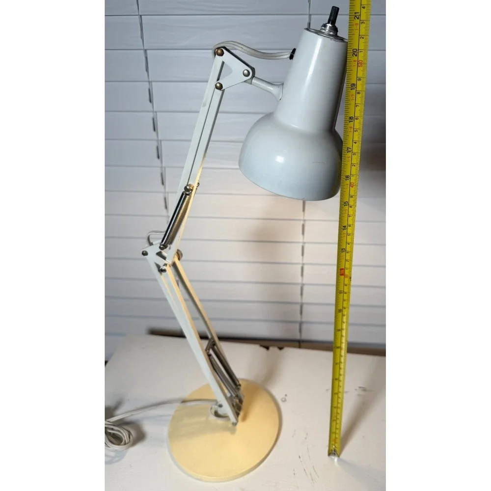 Vintage MCM LUXO Desk Lamp Industrial White w/ Base* TESTED Pixar